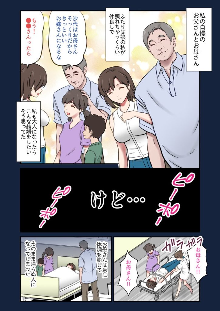 【エロ漫画近親相姦】亡くなった母親の代りに父親に抱かれまくる女の子の運命が…