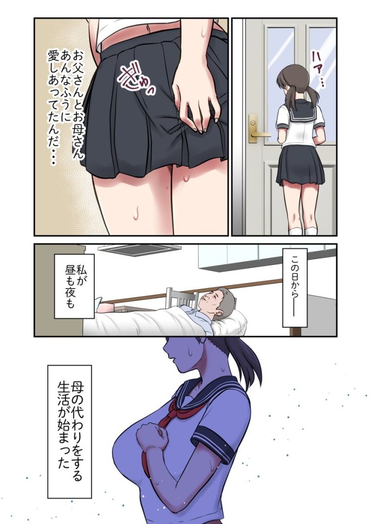 【エロ漫画近親相姦】亡き母の代りに父親に抱かれる娘の姿に興奮が収まらない…