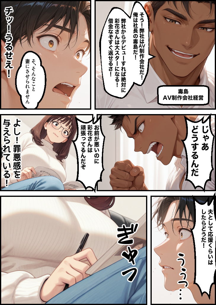 【エロマンガ】目の前で配偶者がセックスしてる姿を見て…旦那フル勃起…