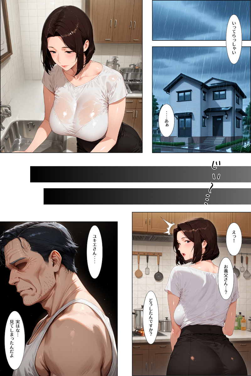 【エロマンガ】義父と嫁による禁断の関係…快楽に溺れた2人はそのまま托卵中出しを繰り返し…あなたごめんなさい…