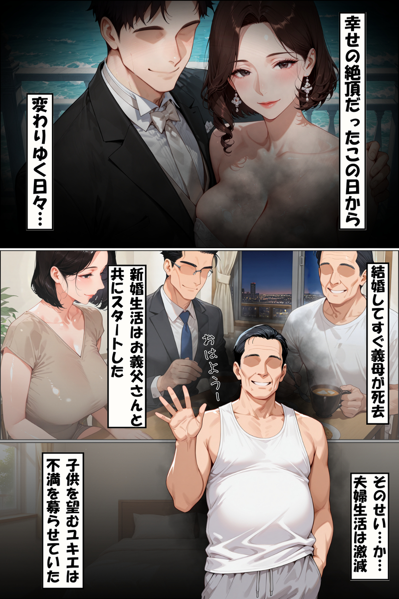 【エロマンガ】義父と嫁による禁断の関係…快楽に溺れた2人はそのまま托卵中出しを繰り返し…あなたごめんなさい…