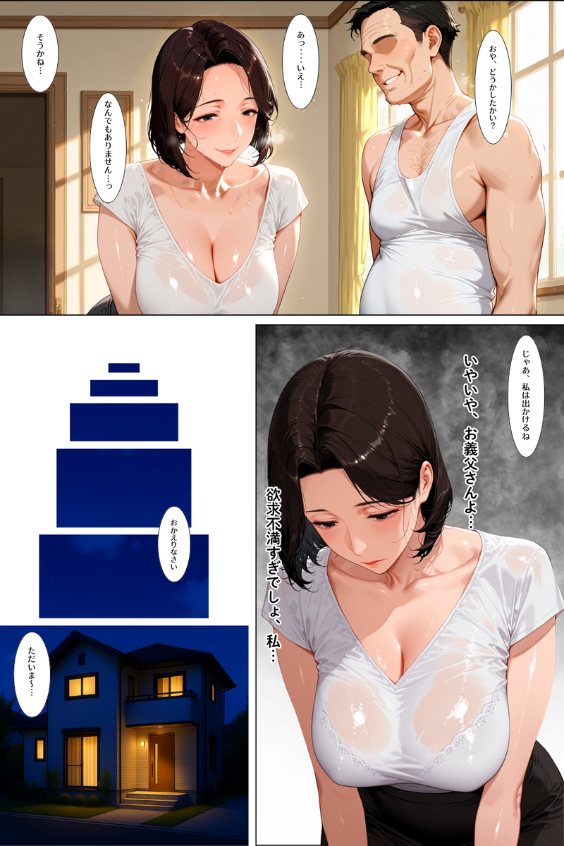 【エロマンガ】義父と嫁による禁断の関係…快楽に溺れた2人はそのまま托卵中出しを繰り返し…あなたごめんなさい…