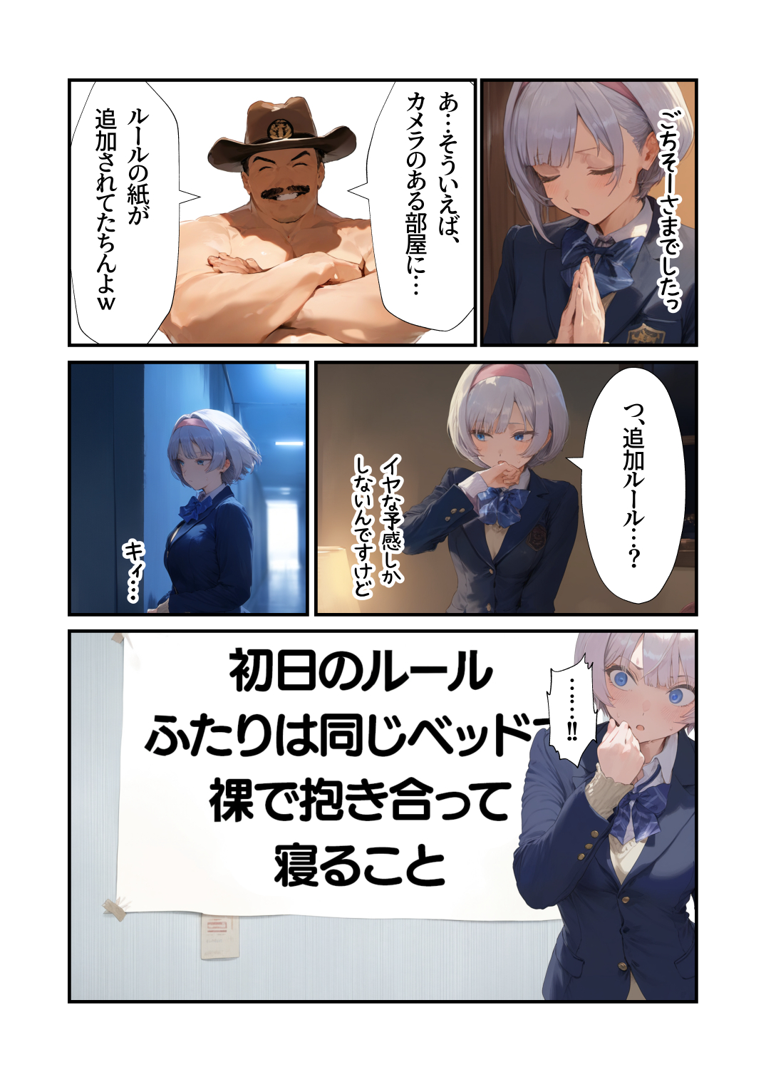 【エロ漫画】カメラの前で公開処女喪失！？エッチしないと出られない部屋に入ってしまった美少女の運命が…
