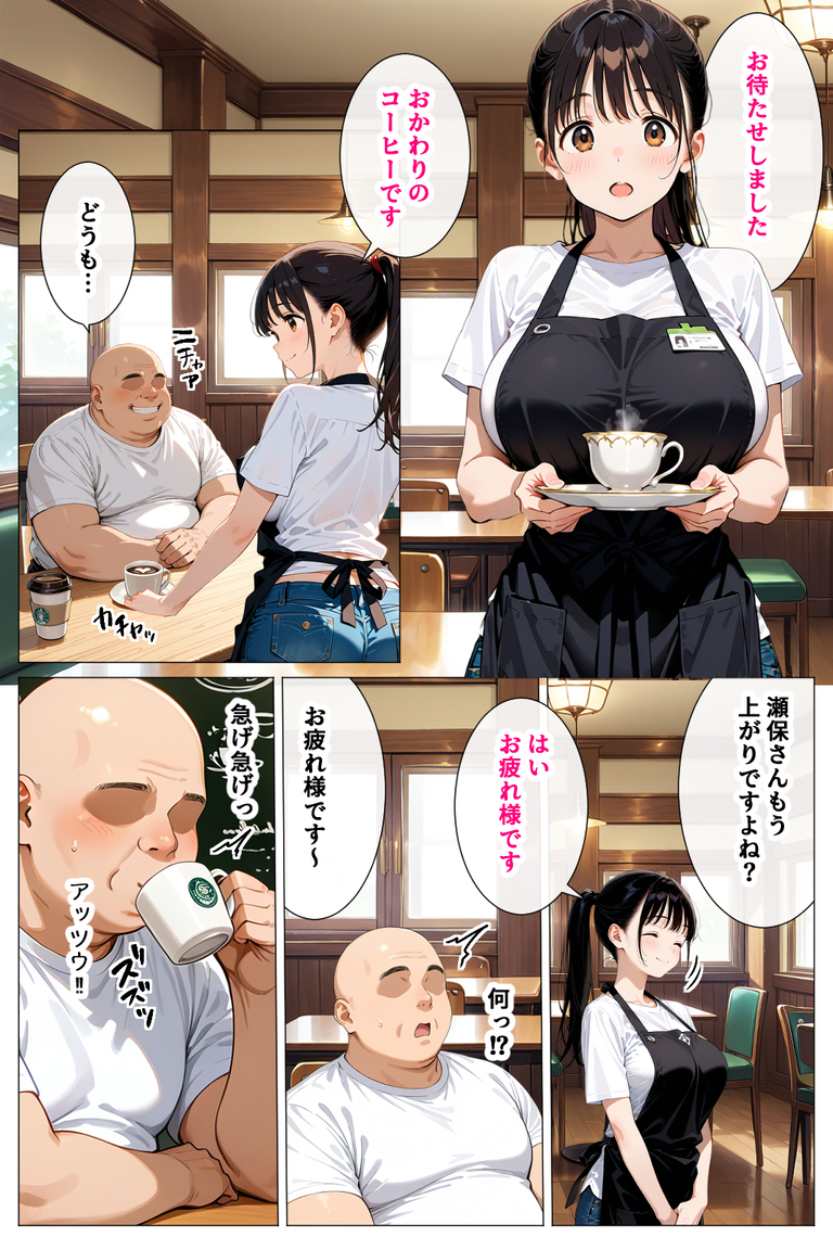 【エロ漫画】毎日通ってる喫茶店の女の子とそのお母さんのハーレム丼が最高すぎるwww