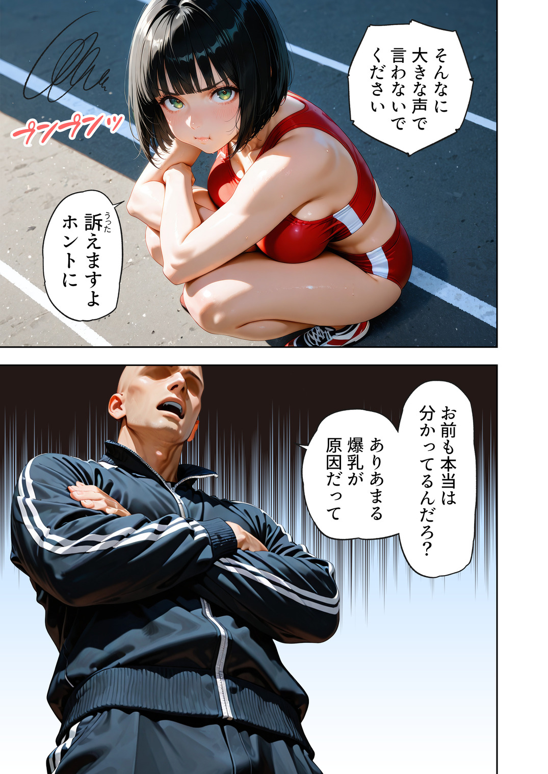 【エロマンガ】大きなおっぱいが原因で足が遅くなってしまった女の子に対する秘密の特訓がエロ過ぎるwww