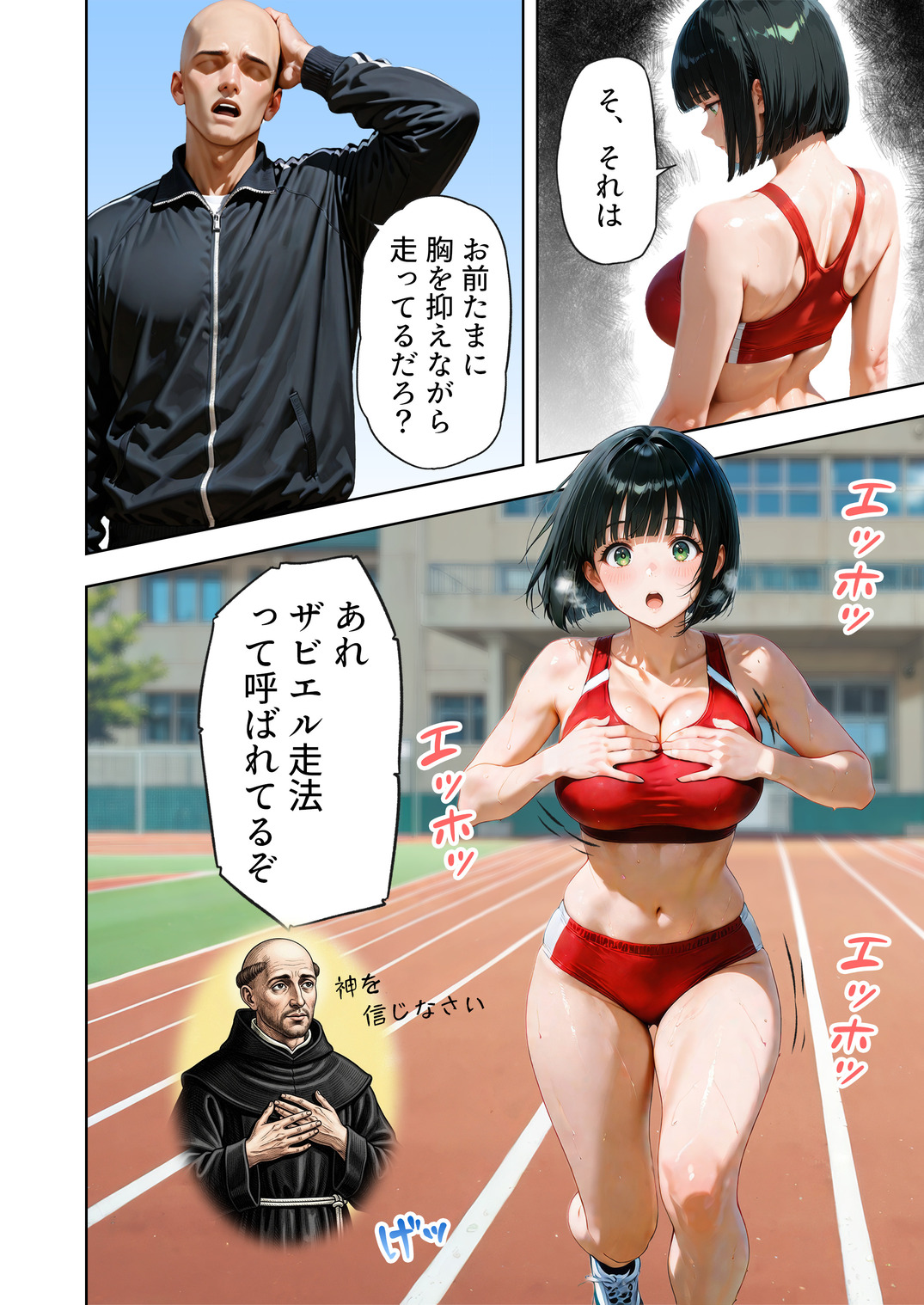 【エロマンガ】大きなおっぱいが原因で足が遅くなってしまった女の子に対する秘密の特訓がエロ過ぎるwww