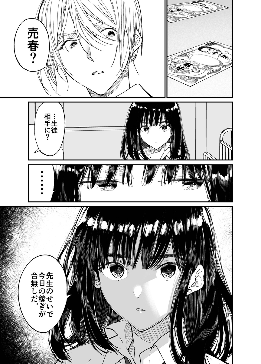 【エロマンガ】資金調達の為に学校内でパパ活をしていた女の子が先生に目撃されて…