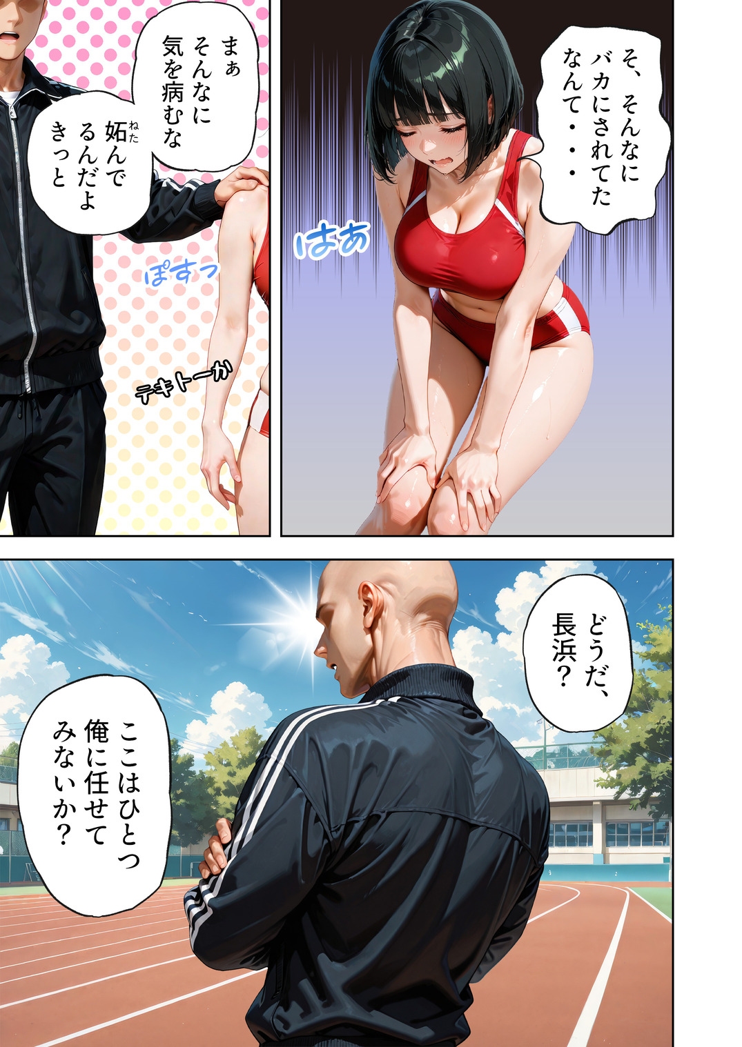 【エロマンガ】大きなおっぱいが原因で足が遅くなってしまった女の子に対する秘密の特訓がエロ過ぎるwww