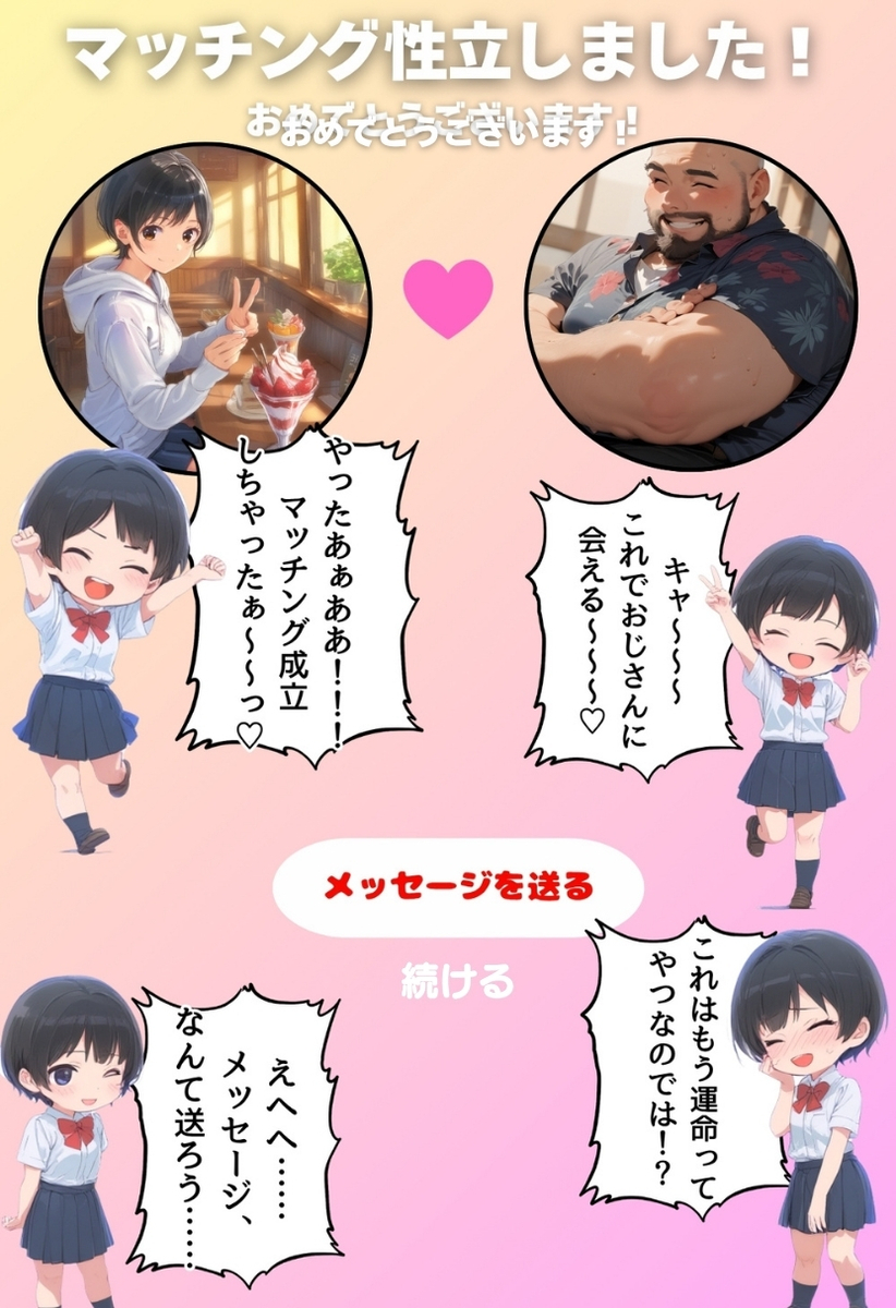 【エロマンガ】おじさんとの出会いを求めてマッチングアプリする女の子がそこで出会ったおじさんと初体験を…