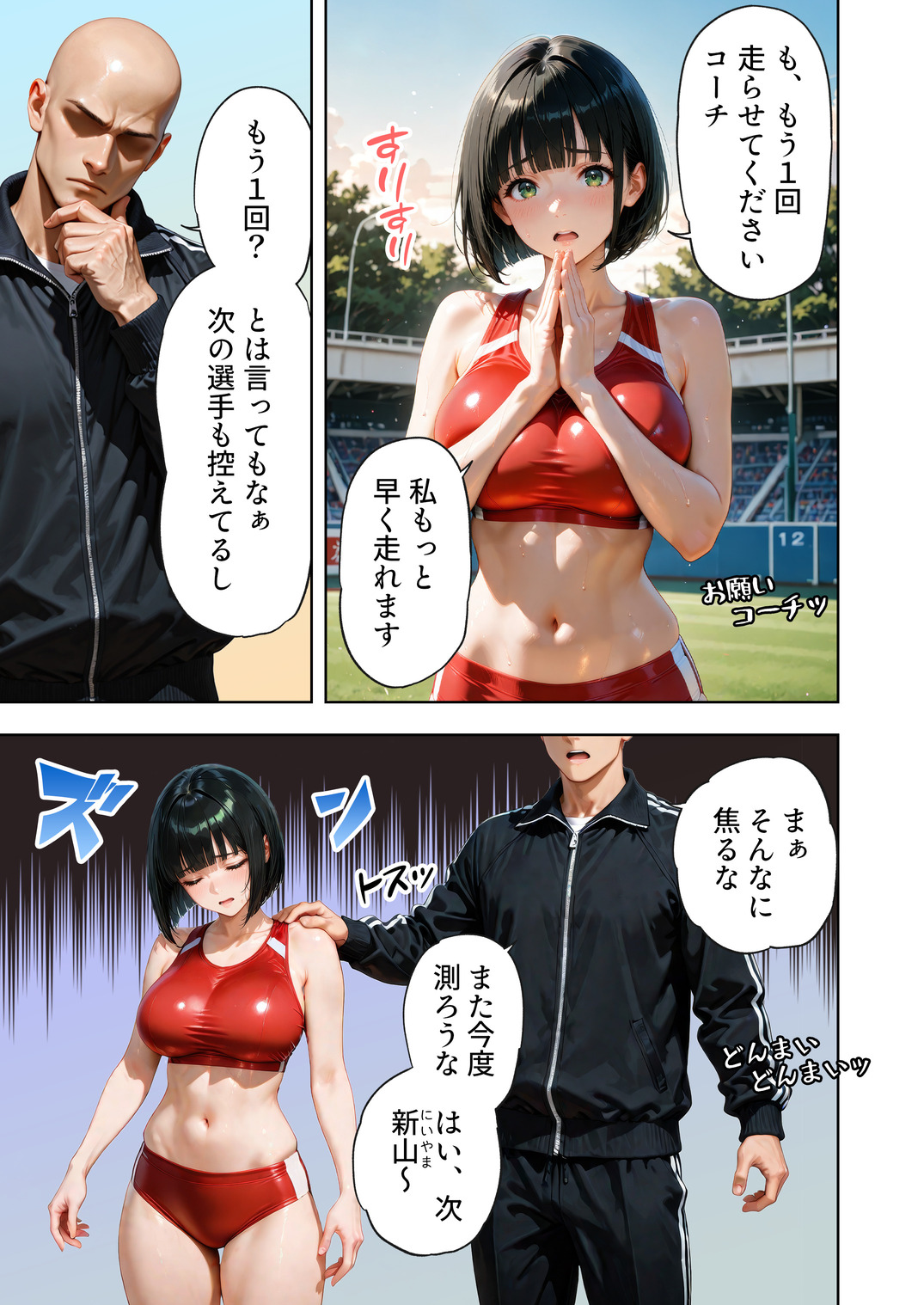 【エロマンガ】大きなおっぱいが原因で足が遅くなってしまった女の子に対する秘密の特訓がエロ過ぎるwww