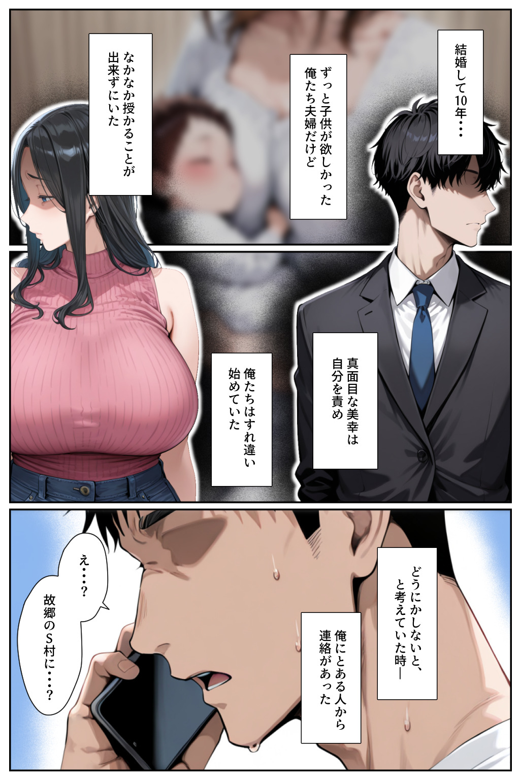 【エロマンガ】子を望みながらもすれ違い続ける夫婦が寝取りの神事に参加した結果…