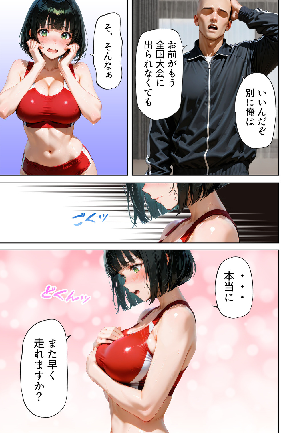 【エロマンガ】大きなおっぱいが原因で足が遅くなってしまった女の子に対する秘密の特訓がエロ過ぎるwww