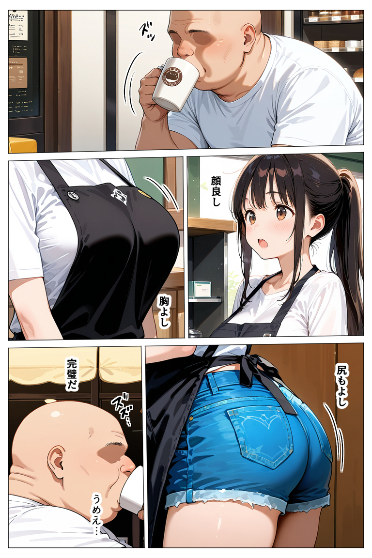 【エロ漫画】毎日通ってる喫茶店の女の子とそのお母さんのハーレム丼が最高すぎるwww