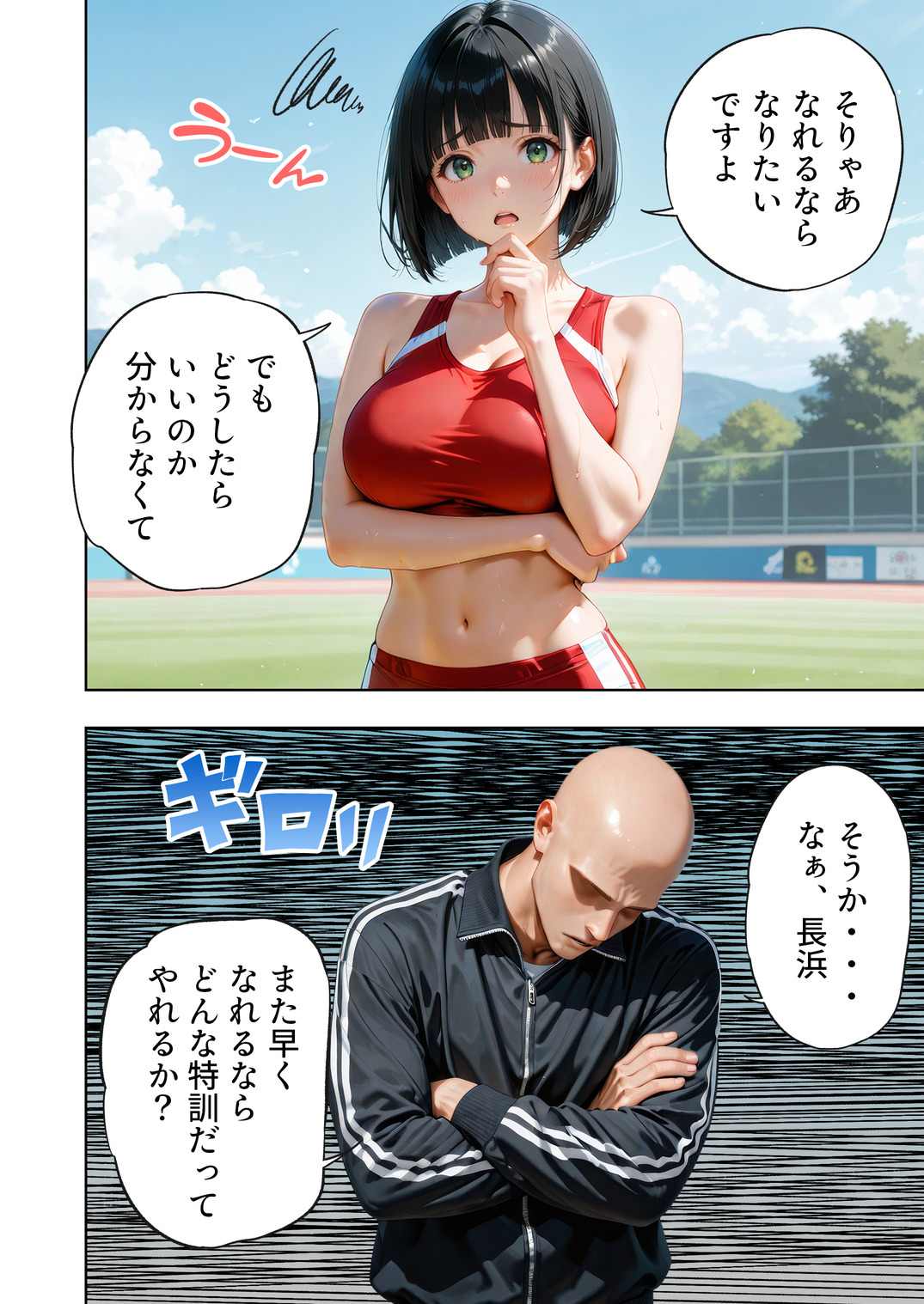 【エロマンガ】大きなおっぱいが原因で足が遅くなってしまった女の子に対する秘密の特訓がエロ過ぎるwww