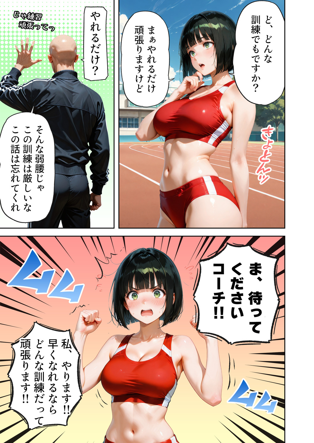 【エロマンガ】大きなおっぱいが原因で足が遅くなってしまった女の子に対する秘密の特訓がエロ過ぎるwww