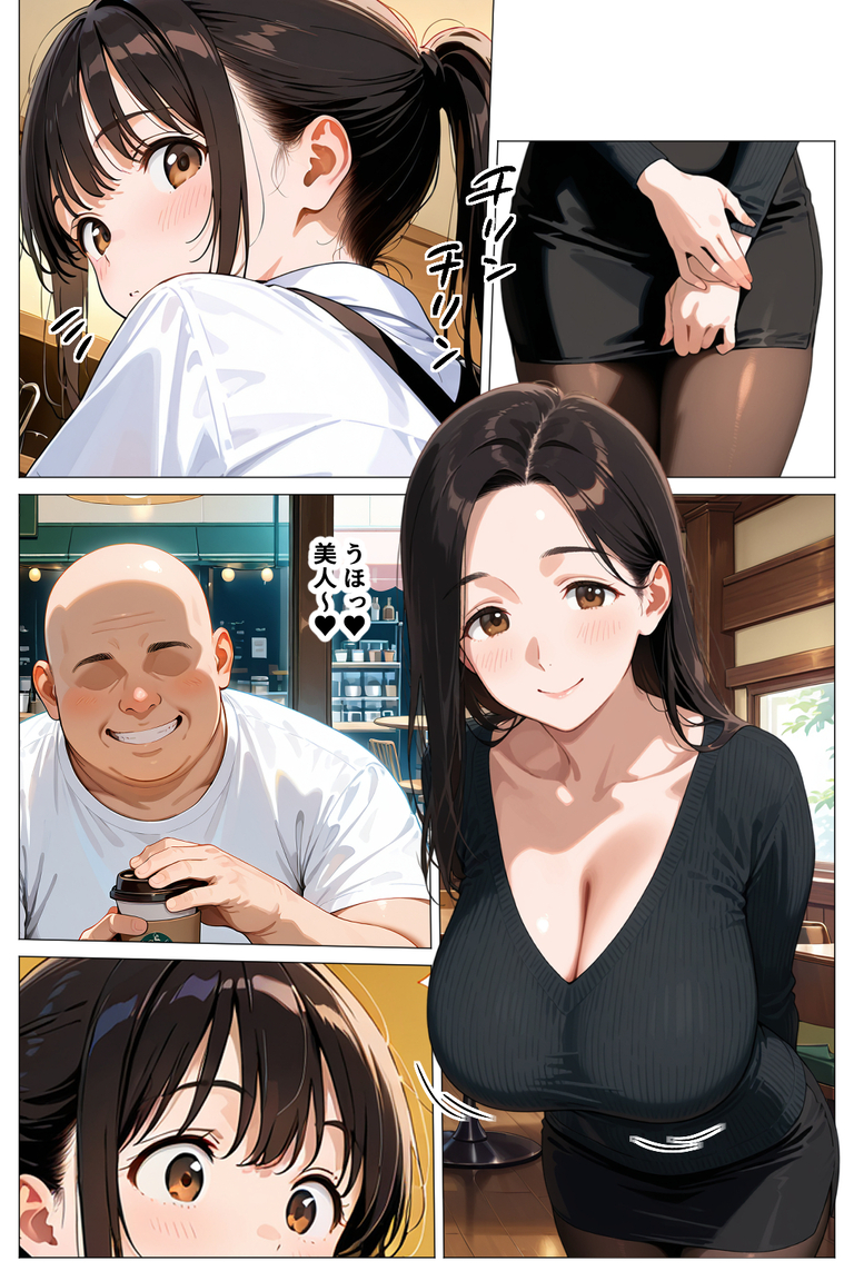 【エロ漫画】毎日通ってる喫茶店の女の子とそのお母さんのハーレム丼が最高すぎるwww