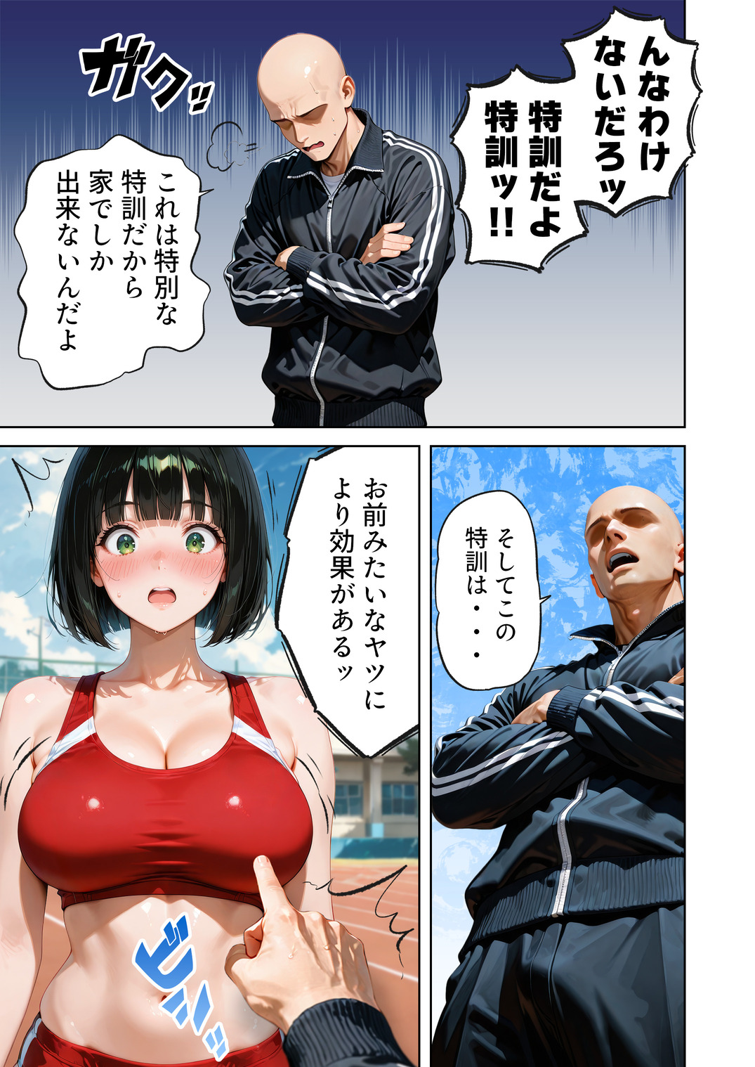 【エロマンガ】大きなおっぱいが原因で足が遅くなってしまった女の子に対する秘密の特訓がエロ過ぎるwww