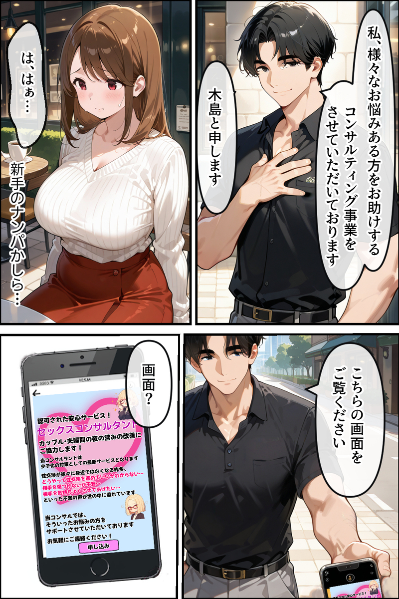【えろまんが】セックスレス解消のためのトレーニングと称して性技術のトレーニングを受ける奥様…そのまま性技の虜となり…