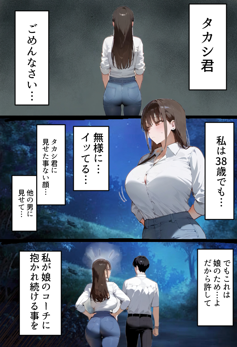 【エロ漫画】夫不在の間に娘の陸上コーチの肉便器になる人妻…