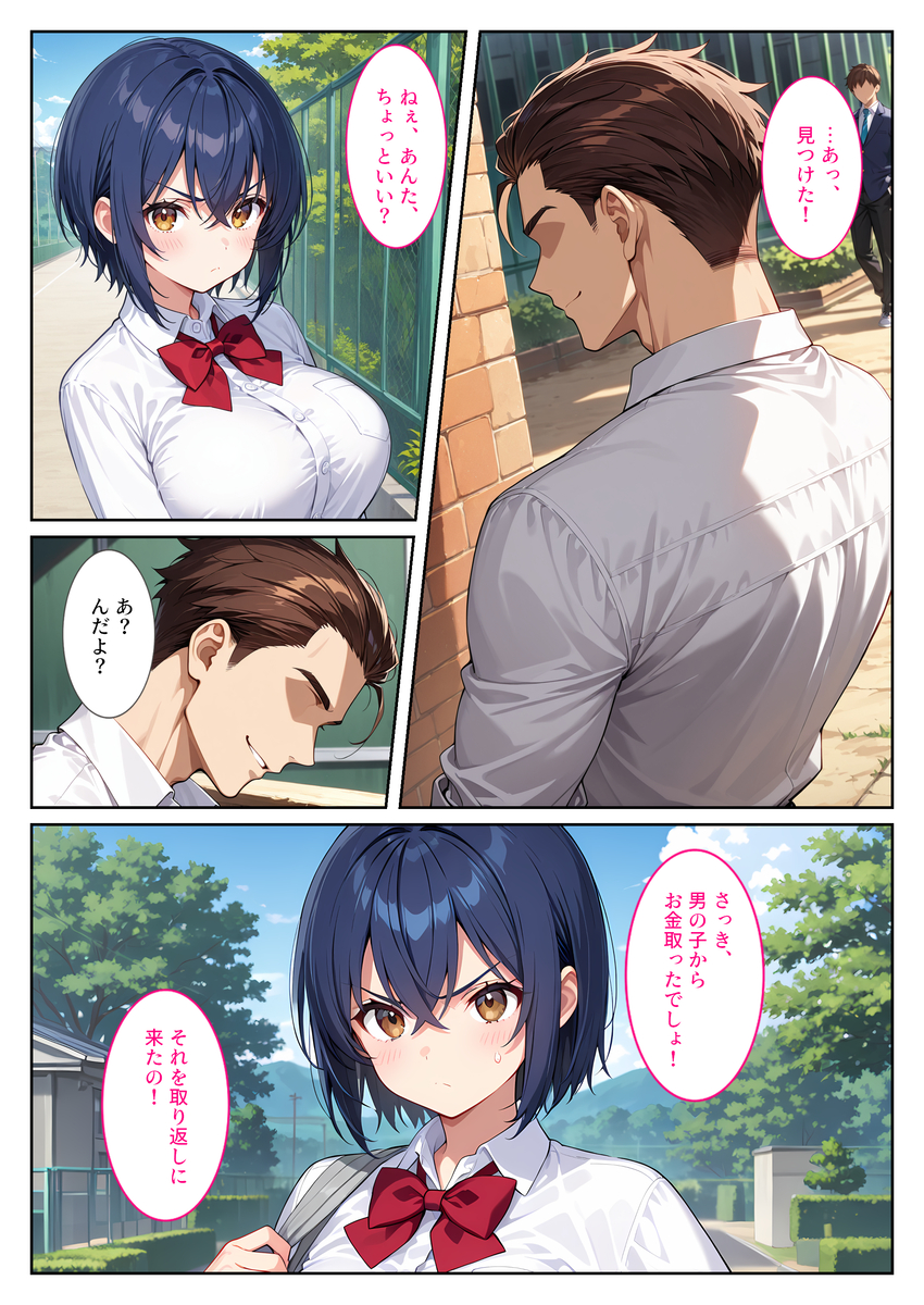 【えろまんが】正義感の強い爆乳彼女が彼氏のためにヤンキーに立ち向かいオモチャにされてしまう