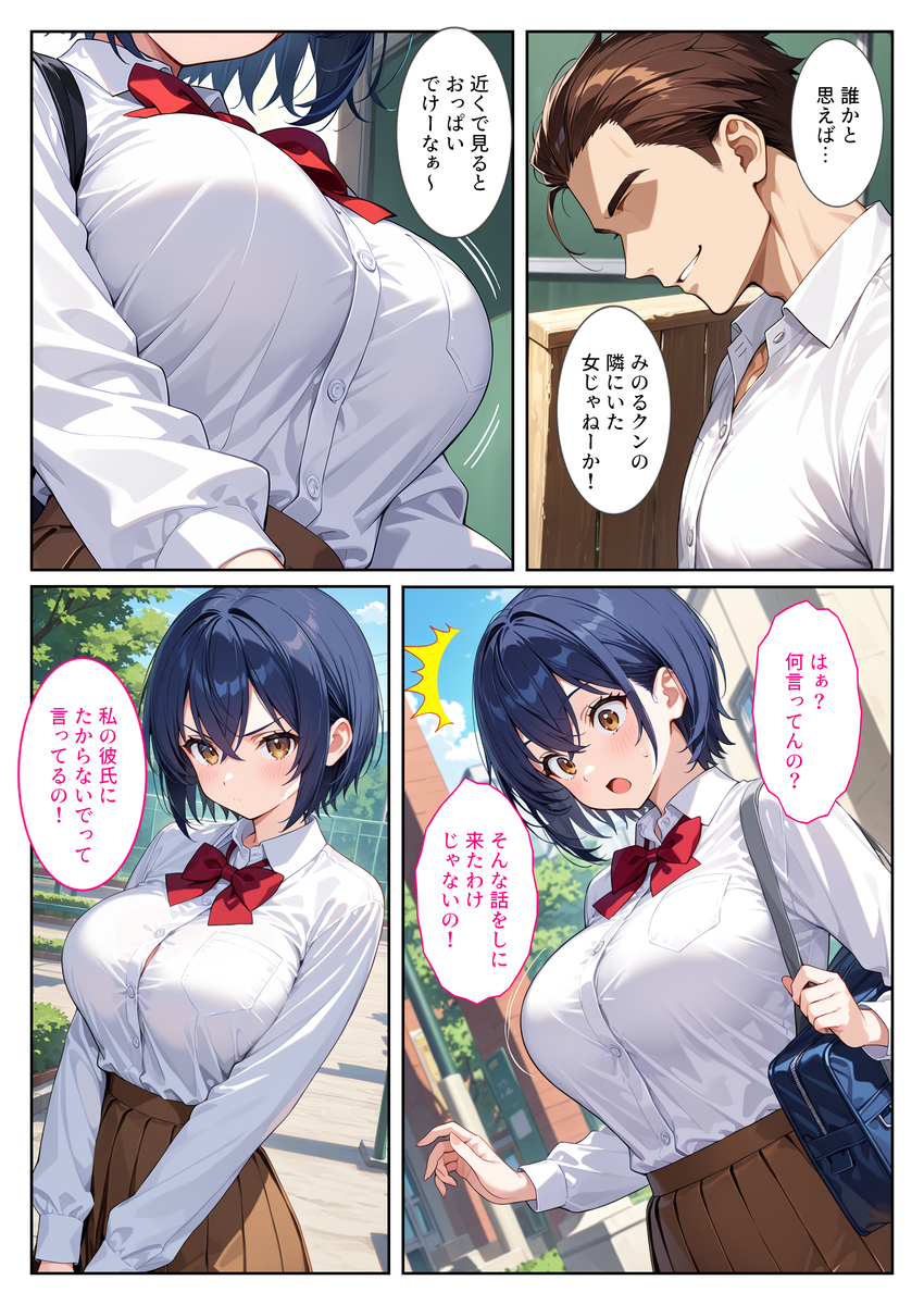 【えろまんが】正義感の強い爆乳彼女が彼氏のためにヤンキーに立ち向かいオモチャにされてしまう