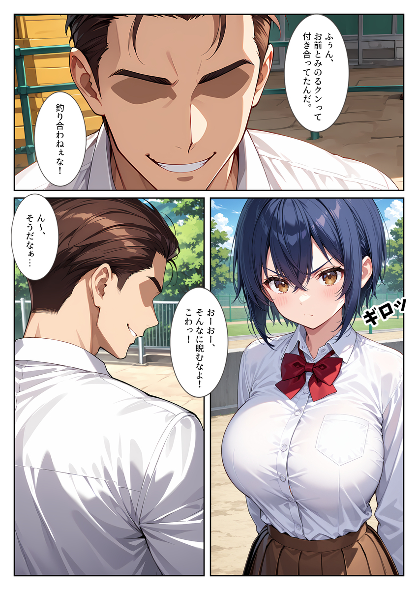 【えろまんが】正義感の強い爆乳彼女が彼氏のためにヤンキーに立ち向かいオモチャにされてしまう