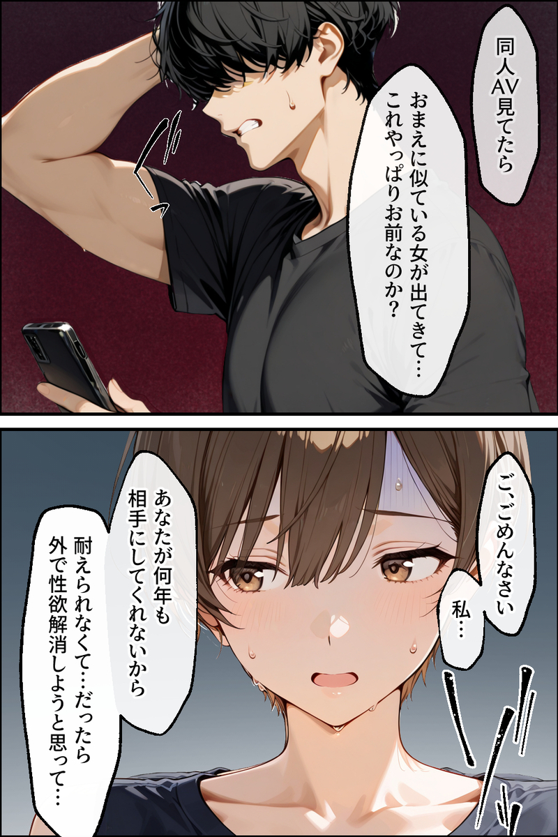 【えろまんが】強引な上書きセックスで罪悪感を感じつつも快楽に堕ちていく変態妻に勃起不可避！