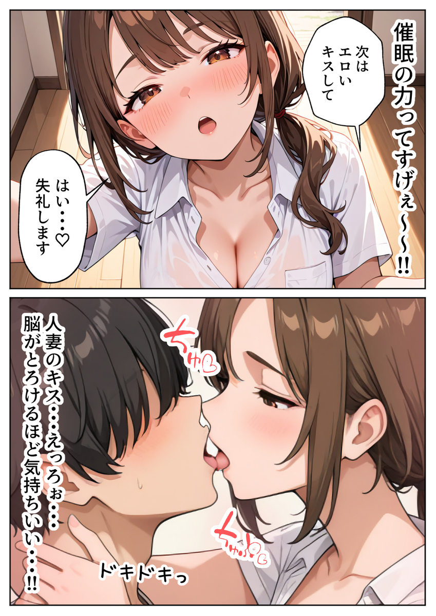 【エロ漫画】スーパーで働く人妻に思い通りになる催眠を使ってみた結果