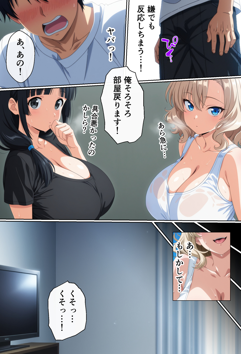 【エロ漫画】両隣に住んでいる爆乳人妻の喘ぎ声が毎晩うるさ過ぎたんですけど…旦那に隠れてヤリまくる関係に…