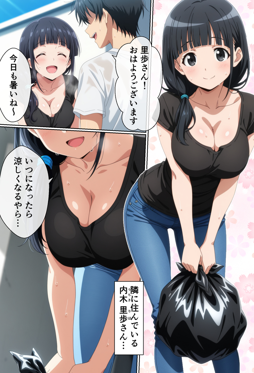 【エロ漫画】両隣に住んでいる爆乳人妻の喘ぎ声が毎晩うるさ過ぎたんですけど…旦那に隠れてヤリまくる関係に…
