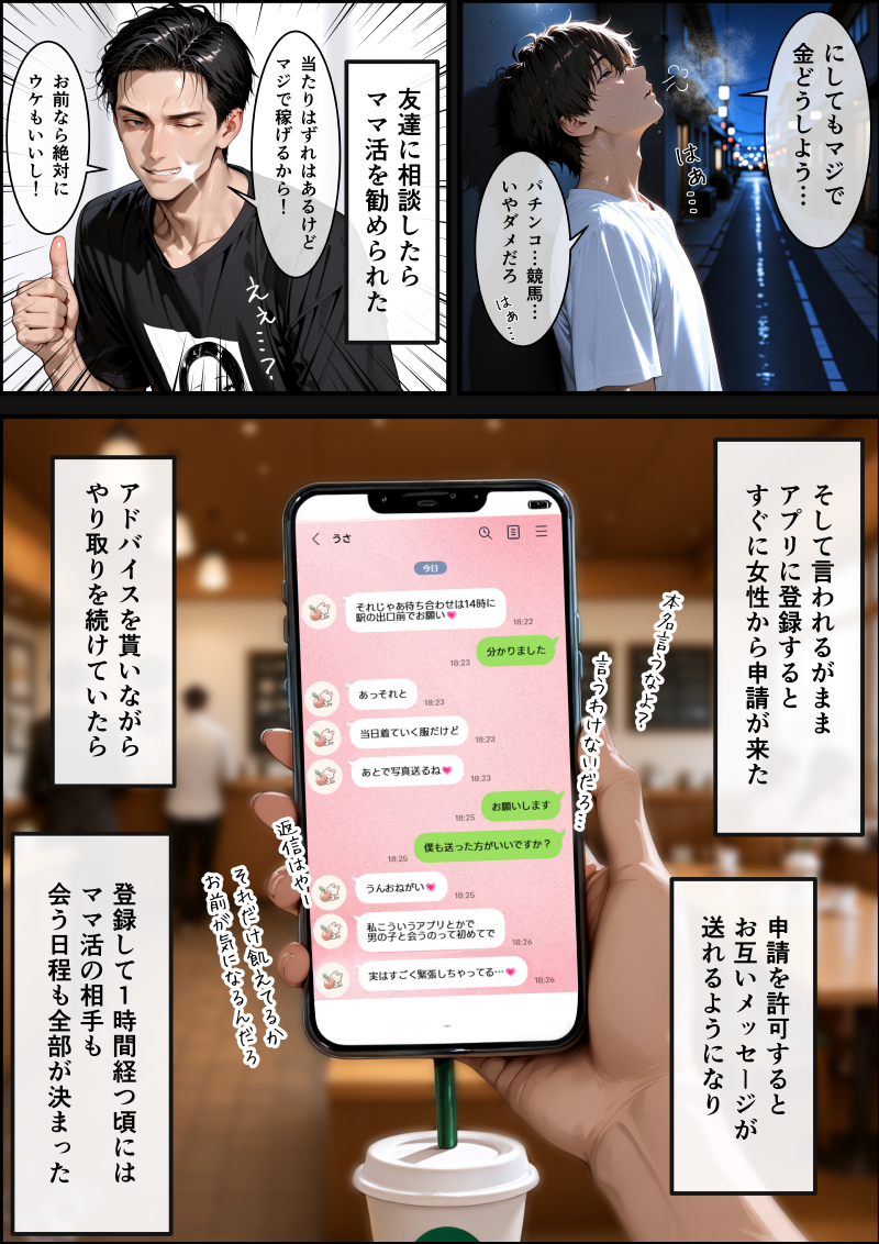 【エロ漫画】規格外のアソコで彼女のお母さんとのママ活エッチが最高すぎる！