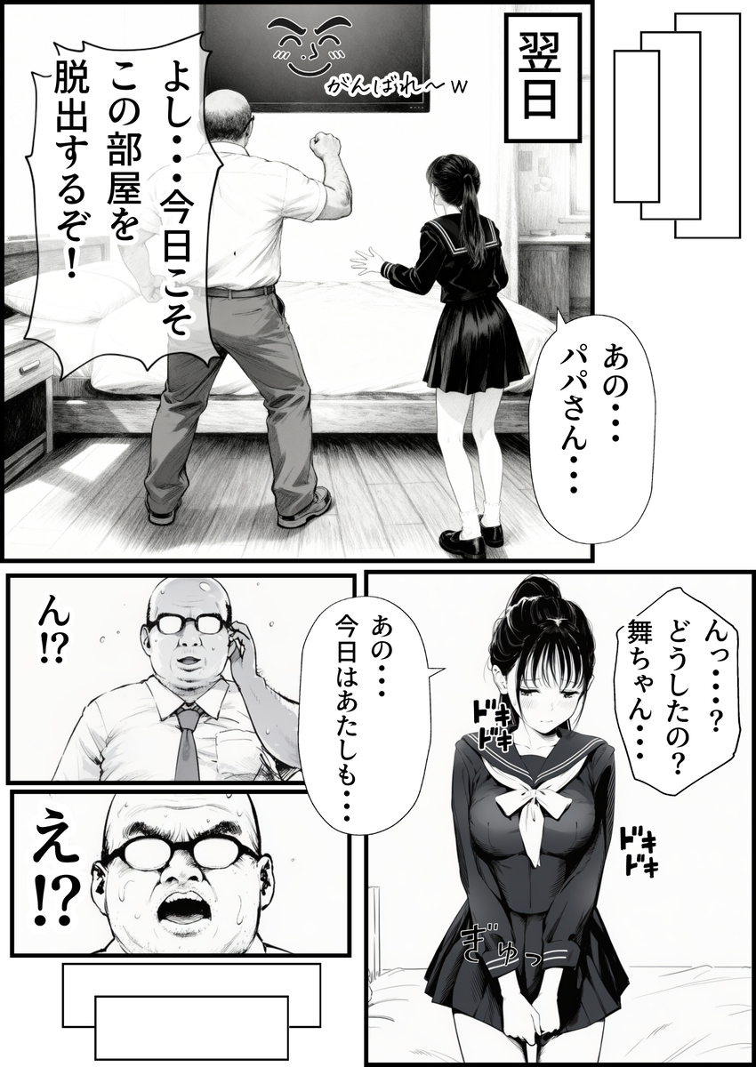 【エロマンガ】娘の親友とエッチな部屋に閉じ込めらてしまった結果…