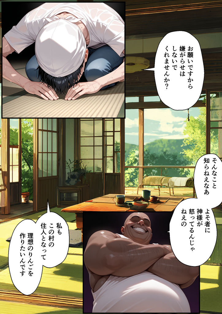 【エロ漫画】夫を支えるために一緒に移住した田舎街で権力者に狙われた人妻の運命が…