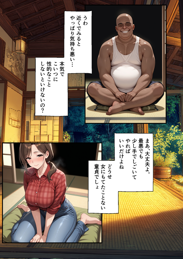 【エロ漫画】夫を支えるために一緒に移住した田舎街で権力者に狙われた人妻の運命が…
