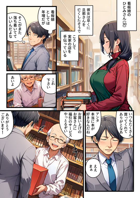 【えろまんが】古本屋のくじびきで当選したのは、巨乳の看板娘！？こんな女の子いちゃラブ生中出しえっちのチャンスが到来！