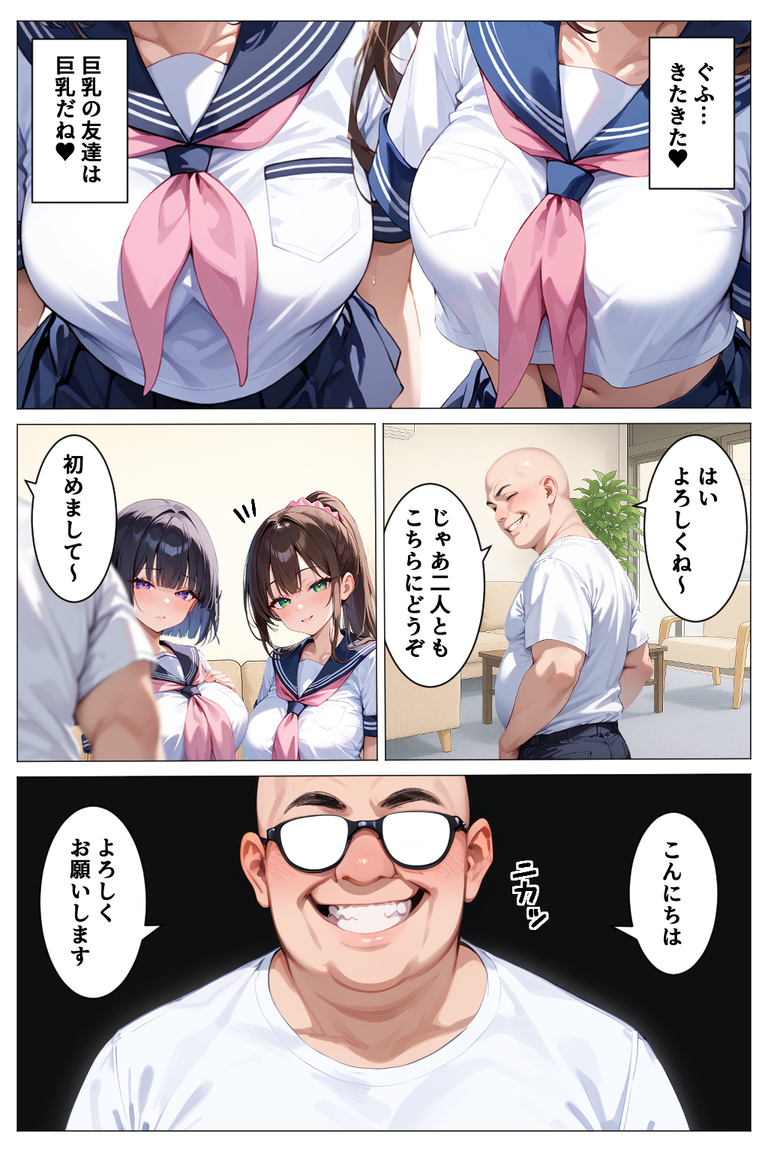 【エロ漫画】怪しげなおじさんが運営するマッサージ屋で処女喪失させられてしまう巨乳ちゃん…
