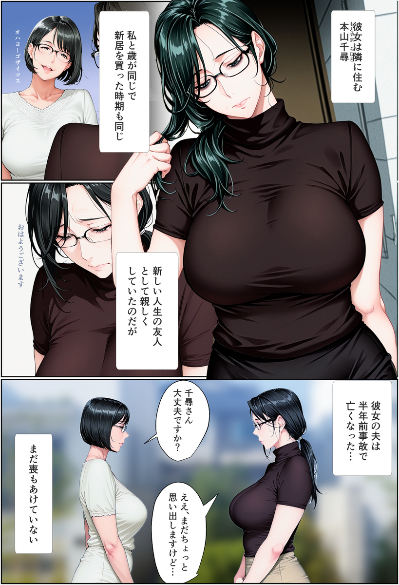 【エロ漫画】隣人同士で欲求不満の人妻さん達がダブルで不貞する姿がヤバ過ぎる！