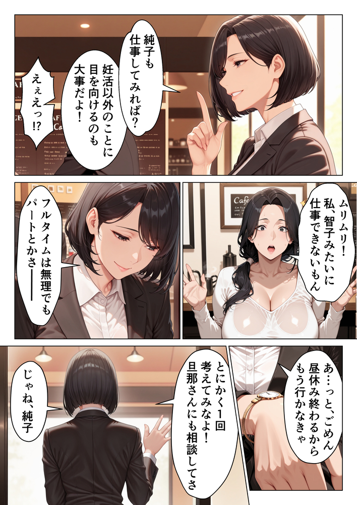 【エロ漫画】期待と罪悪感で揺れる動く人妻さんが浮気中出しセックスに溺れて…