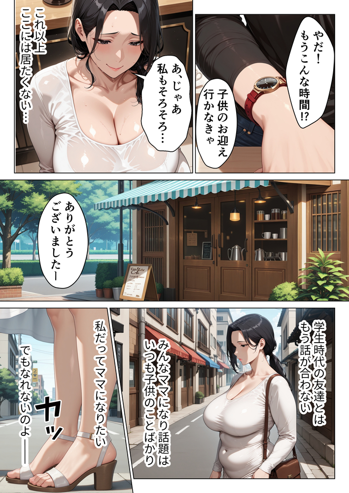 【エロ漫画】期待と罪悪感で揺れる動く人妻さんが浮気中出しセックスに溺れて…