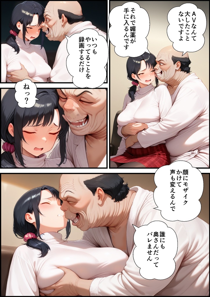 【エロ漫画】毒オジのセフレになってしまった人妻さん…とうとうハメ撮りAV出演することに…