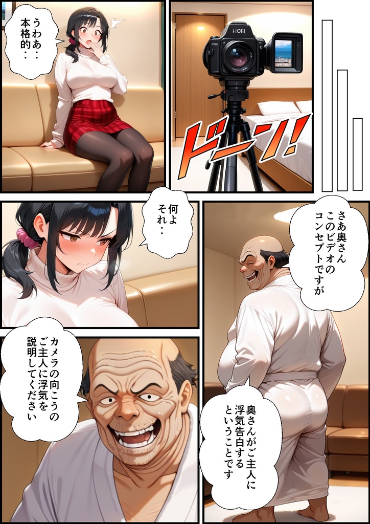 【エロ漫画】毒オジのセフレになってしまった人妻さん…とうとうハメ撮りAV出演することに…