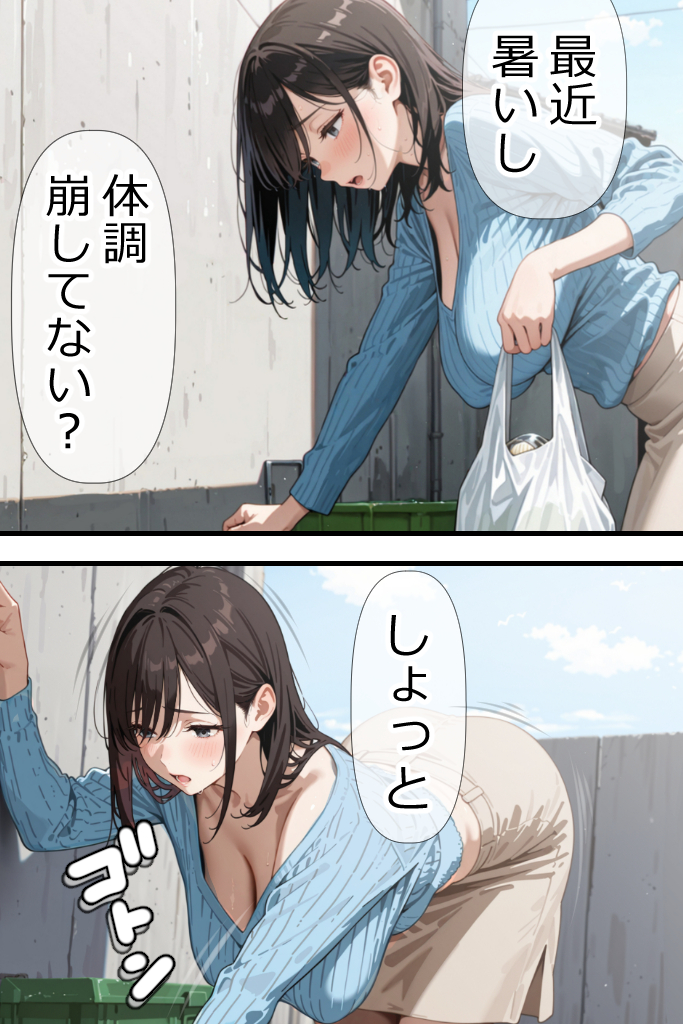 【エロ漫画】1年間のセックスレスの人妻さん隣に住んでる若い男のアソコで完全にメス堕ち…