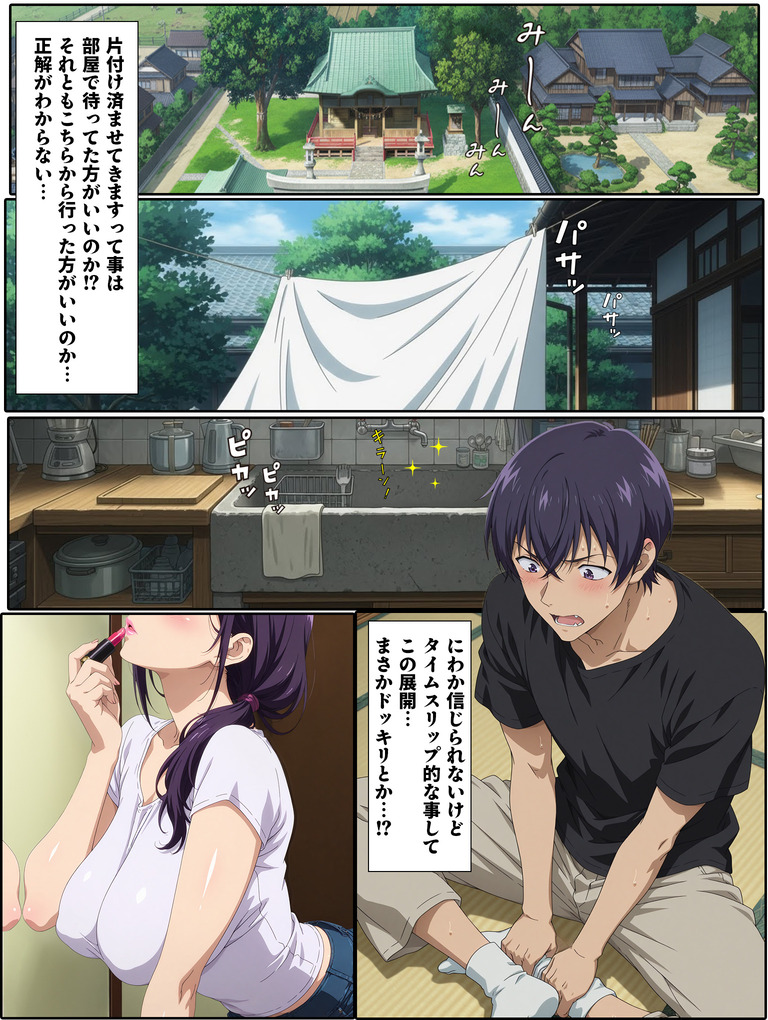 【えろまんが】ワイ…過去にタイムスリップしたら突然綺麗な人妻さんにザーメンを求められる…