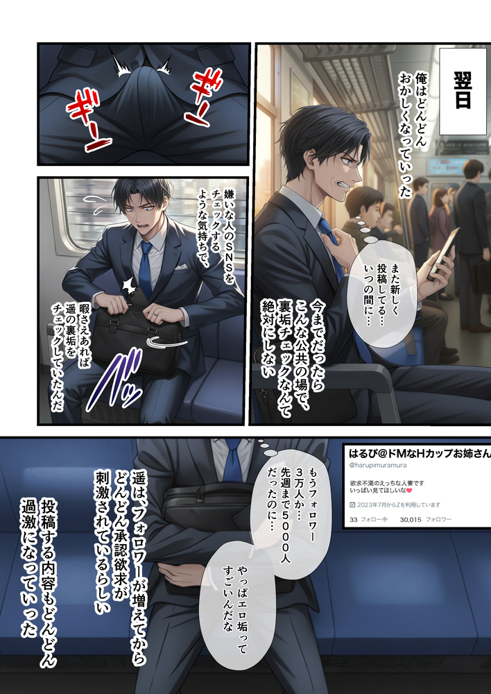 【エロ漫画】嫁の裏垢がとんでもなくエロくて…旦那は完全鬱勃起…