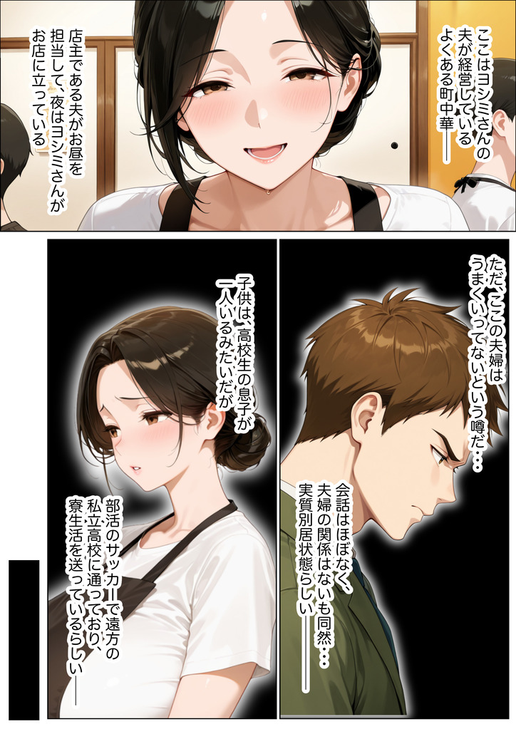 【えろまんが】近所の飲食店の奥様との禁断の関係がエチエチすぎて…