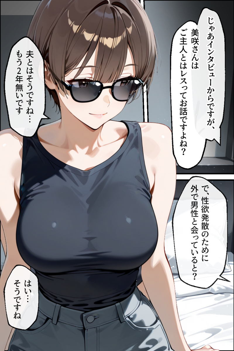 【エロマンガ】妻が出演する同人AVを見てフル勃起してる旦那…