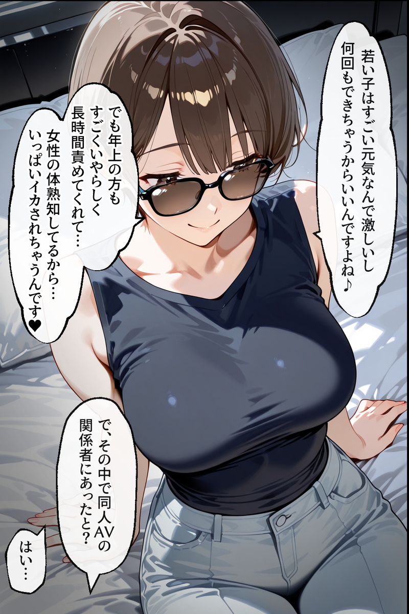 【エロマンガ】妻が出演する同人AVを見てフル勃起してる旦那…