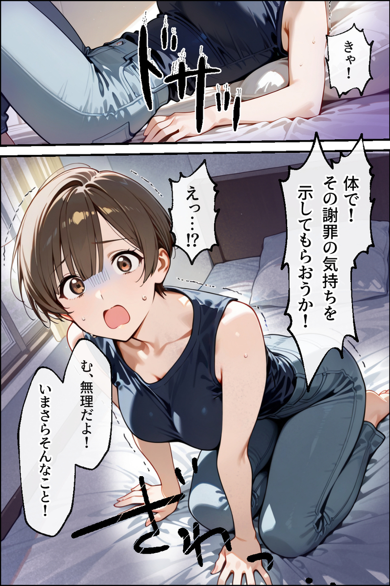 【エロマンガ】妻が出演する同人AVを見てフル勃起してる旦那…
