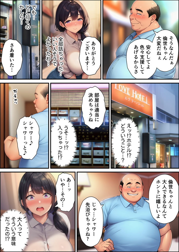 【えろまんが】事故にあった夫の入院費の為にパパ活に手を出した巨乳若妻