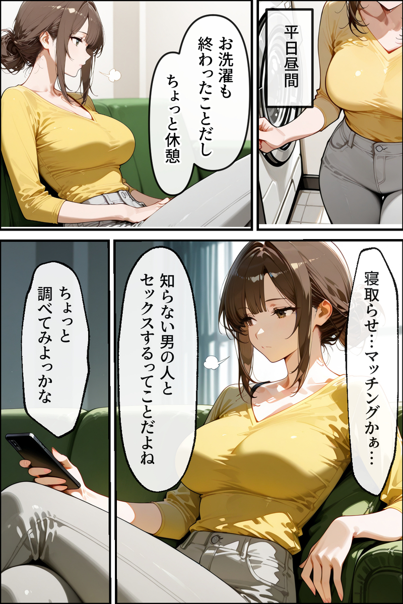 【エロ漫画】寝取らせ相手を選ぶマッチングアプリに沼る人妻さんがシコリティー